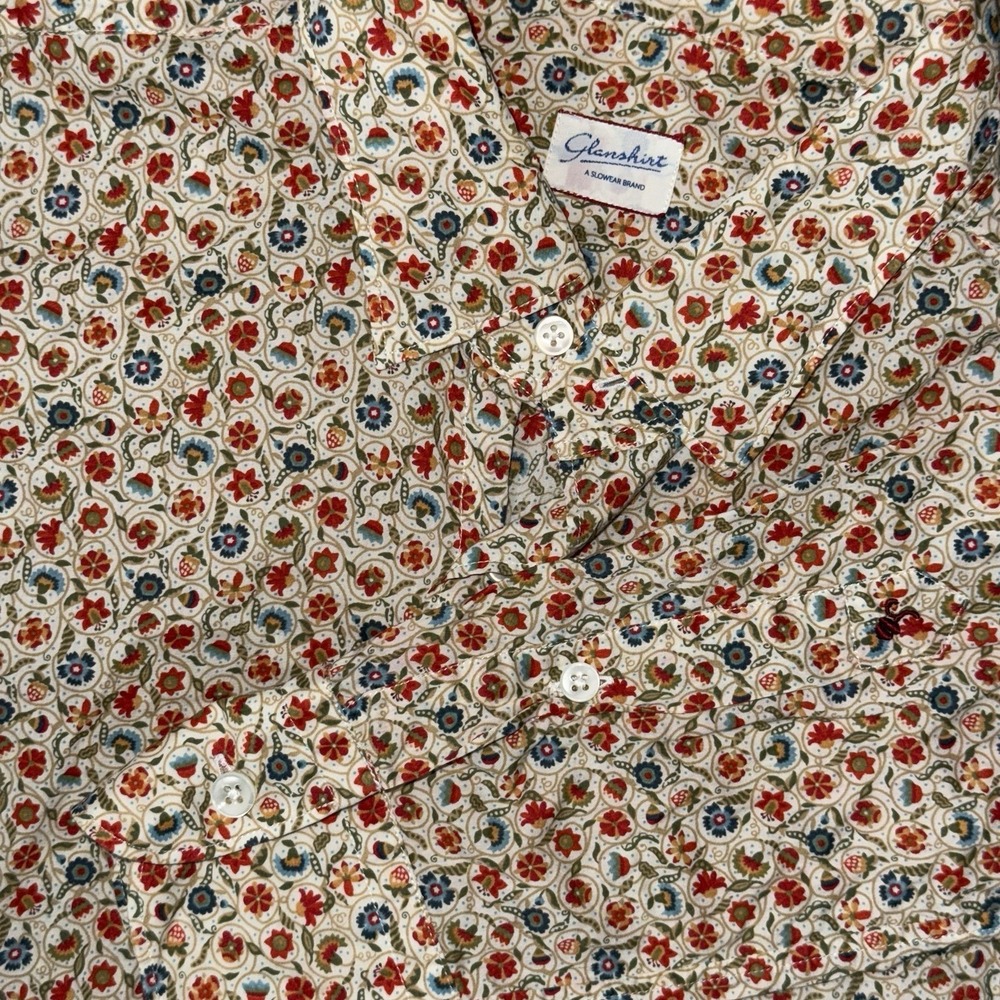 Glanshirt Floral Long Sleeve Button Up Shirt Mens 16.5 42 Large Slowear Colorful